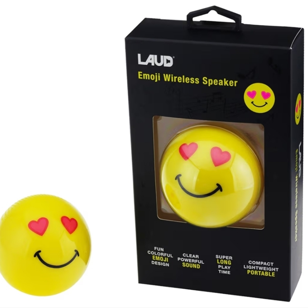 LAUD Yellow Emoji Wireless Speaker.  New in Box